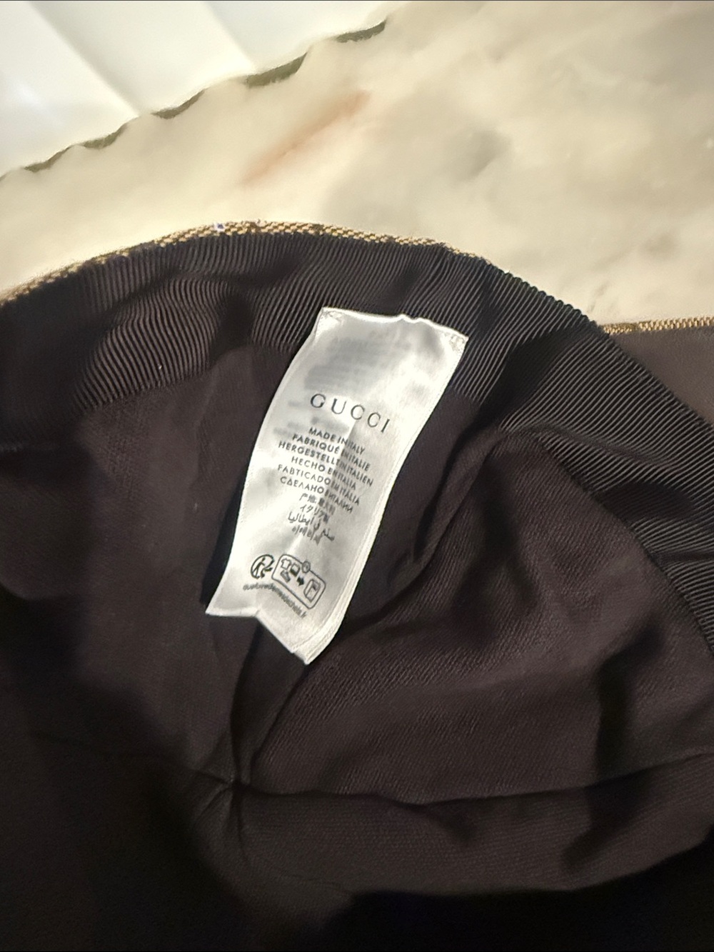 Gucci Brown GG Monogram Crystal Accent Baseball Cap - Picture 6 of 6